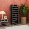 AsolBD Free Standing Shoe Rack جزامه, With Dust-proof Cover, Multi layer Shoe Storage Shelf Cabinet. Light weight Large Capacity Suitable for Sneakers Flats and Boots (Black, 9 Tiers)