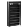 AsolBD Free Standing Shoe Rack جزامه, With Dust-proof Cover, Multi layer Shoe Storage Shelf Cabinet. Light weight Large Capacity Suitable for Sneakers Flats and Boots (Black, 9 Tiers)