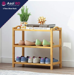 AsolBD Bamboo Free Standing Shoe Rack, Portable Shoes Cabinet Space Saving and Adjustable, Large Shoe storage for Entryway Hallway living room Bathroom and Balcony (Flat Shape (1 (7)